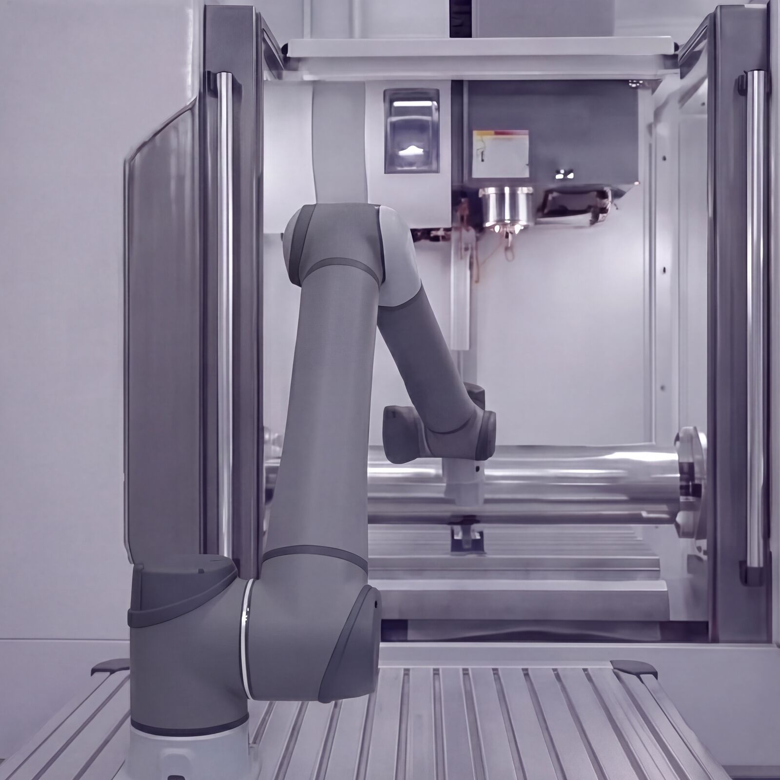 Cobot Maschinen­beschickung Schwamborn Systeme      
